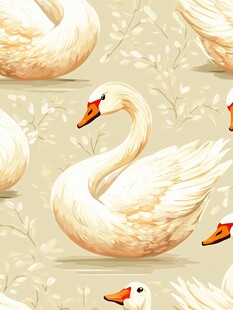 优雅白鹅图案背景设计