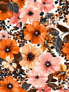 花卉图案 多彩花朵与枝叶