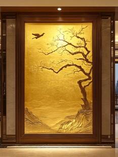 中式金箔花鸟山水装饰画