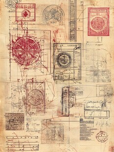 复古风邮票图纸艺术拼图