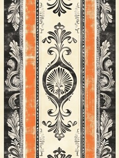 复古条纹花卉图案装饰画