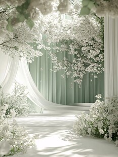 梦幻白色花卉婚礼场景