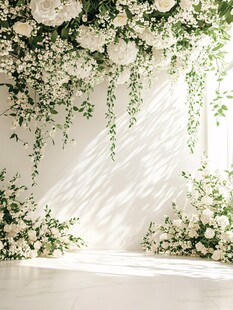 白色花卉绿植装饰场景