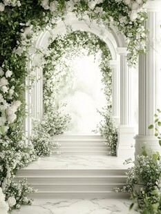梦幻白花拱门浪漫通道