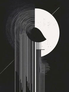 黑白极简抽象几何艺术图形