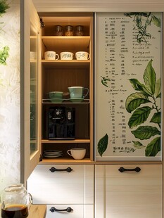 清新绿植风厨房橱柜一角