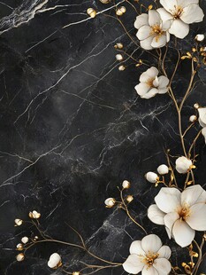 黑底白花大理石纹理装饰图