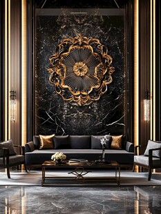 奢华客厅黑金装饰壁画设计