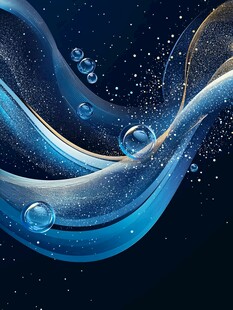 梦幻蓝色流动气泡背景图