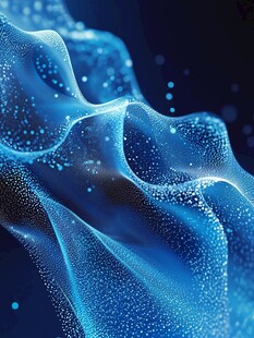 蓝色粒子流动抽象背景图