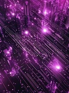 梦幻紫色科技电路背景图
