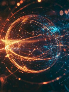 科技感光线环绕的梦幻球体