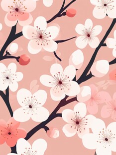 粉色樱花插画 浪漫唯美