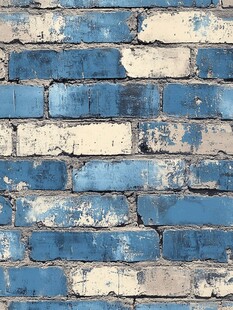 蓝白斑驳旧砖墙纹理