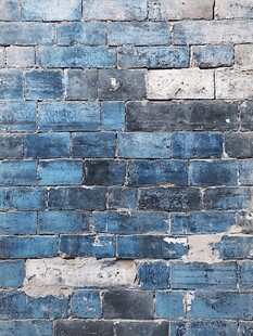 复古蓝色斑驳砖墙纹理