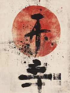 日式水墨风书法艺术画面