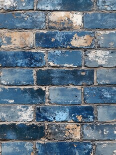 复古蓝色斑驳砖墙纹理