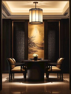 中式典雅餐厅室内设计场景