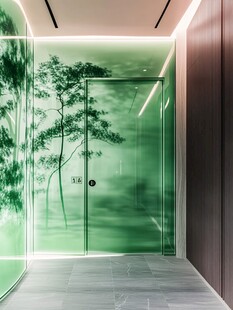 梦幻绿色玻璃门艺术空间