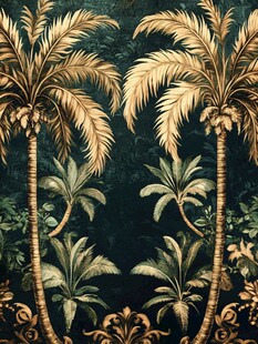 热带棕榈树复古风装饰画