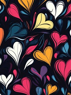 多彩爱心图案无缝背景