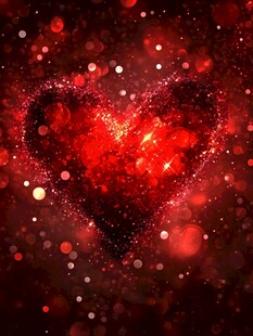 红色爱心梦幻光斑背景图