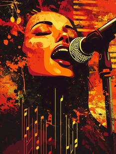 激情歌手麦克风前倾情演唱