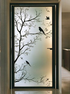 花鸟图案玻璃门设计