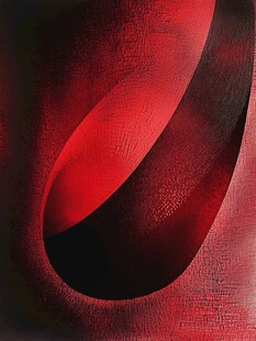 红色抽象曲线艺术画作