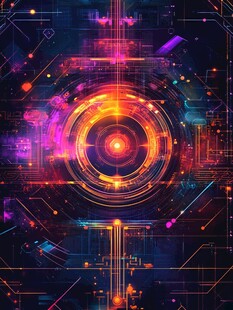 炫彩科技感几何图案背景