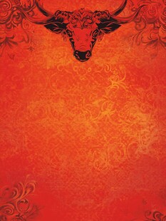 红色背景上的牛头花纹图案
