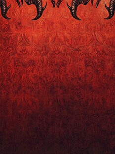 红底黑纹带角神秘背景图