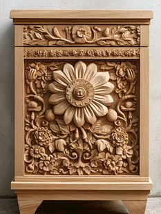 雕花实木床头柜