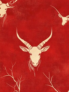 红色背景上的山羊图案