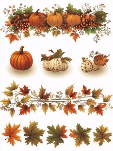 秋季南瓜枫叶装饰元素集