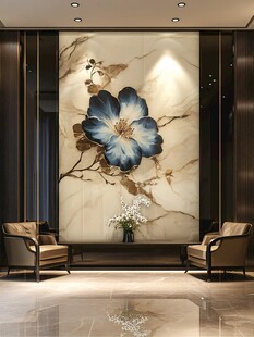 中式花卉背景墙室内场景