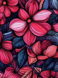 绚丽花卉无缝图案设计