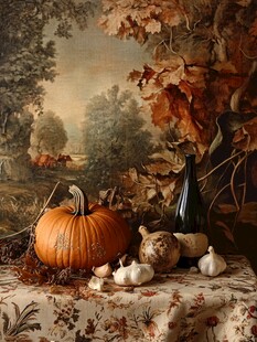 秋日静物 南瓜与瓶蒜之美