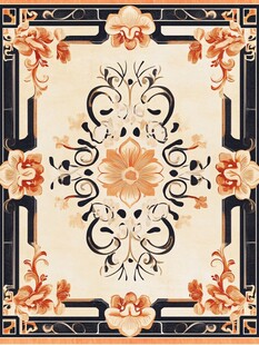 复古花卉图案地毯设计