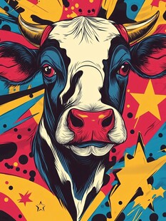 潮流奶牛插画 多彩风格