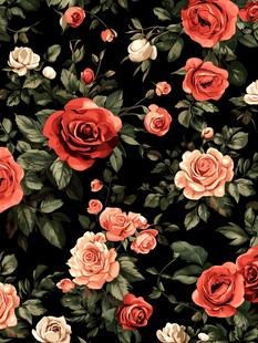 复古玫瑰花卉无缝图案
