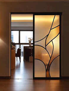 现代简约玻璃花纹推拉门