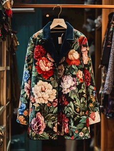 复古花卉印花时尚外套