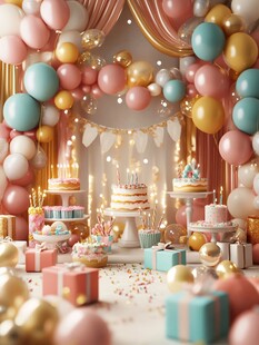 梦幻多彩生日派对布置