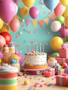 多彩生日派对场景布置