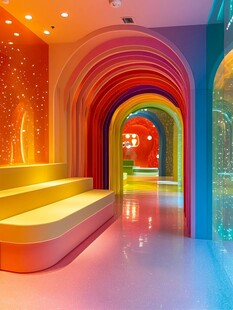梦幻多彩拱形通道空间