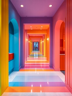 梦幻多彩的绚丽走廊空间