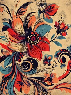 复古花卉装饰艺术图案