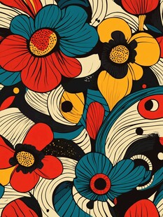 复古风多彩花卉图案设计