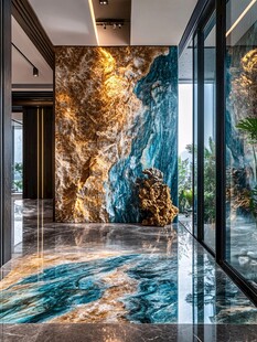 奢华大理石装饰的现代门厅